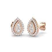 Halo Cluster Diamond Stud Earrings in 10K/14K gold and platinum with certified lab-grown or natural diamonds