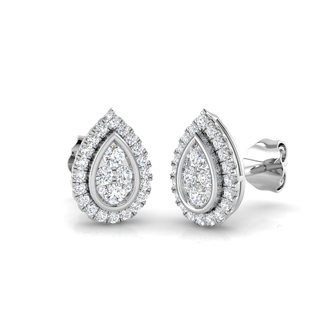 Halo Cluster Diamond Stud Earrings in 10K/14K gold and platinum with certified lab-grown or natural diamonds