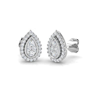 Halo Cluster Diamond Stud Earrings in 10K/14K gold and platinum with certified lab-grown or natural diamonds