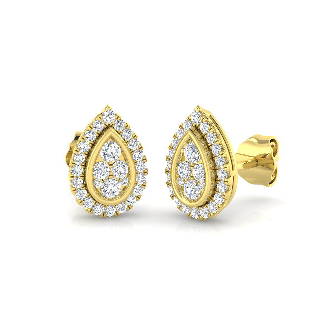 Halo Cluster Diamond Stud Earrings in 10K/14K gold and platinum with certified lab-grown or natural diamonds