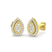 Halo Cluster Diamond Stud Earrings in 10K/14K gold and platinum with certified lab-grown or natural diamonds
