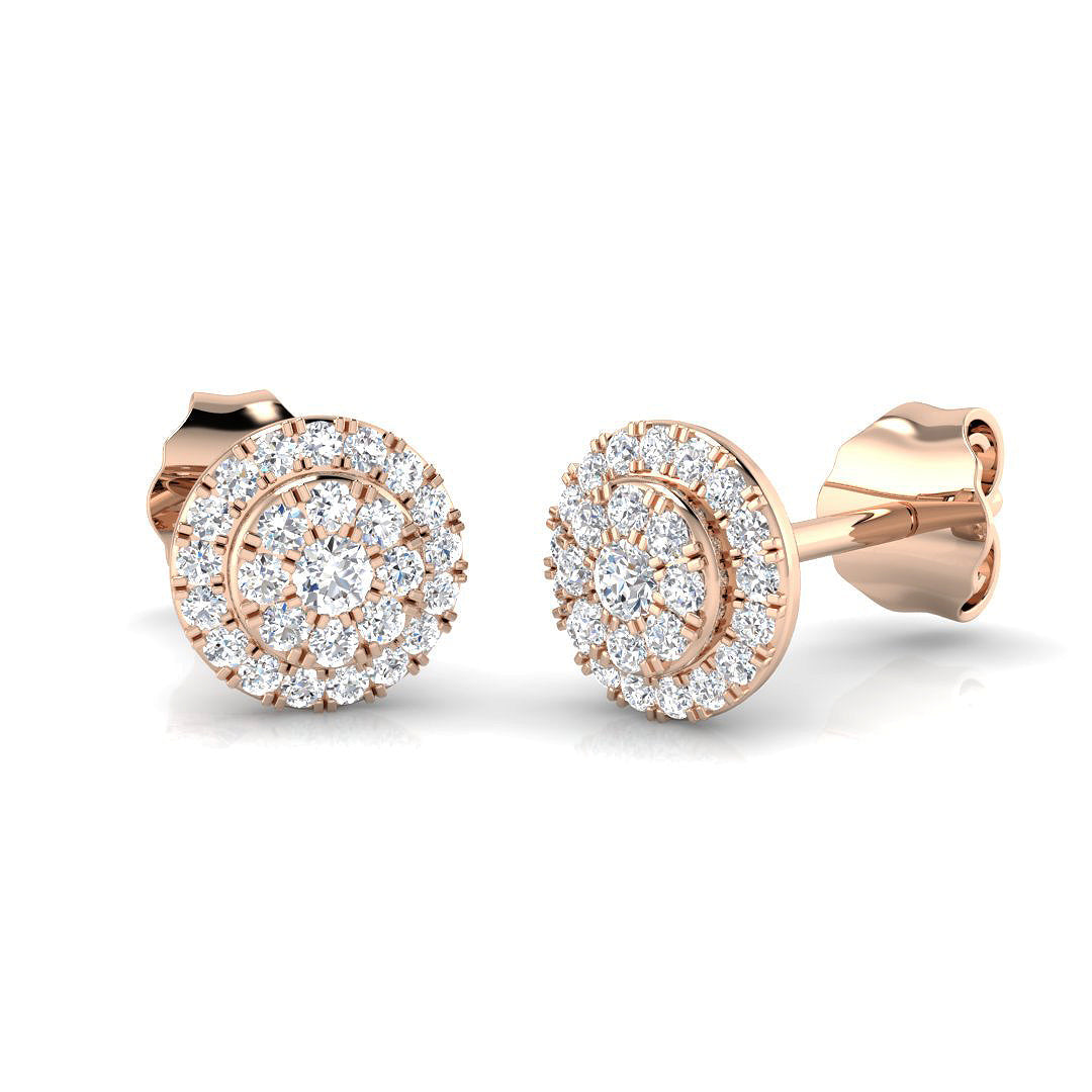 Round Diamond Cluster Stud Earrings in 10K/14K gold and platinum with certified lab-grown or natural diamonds