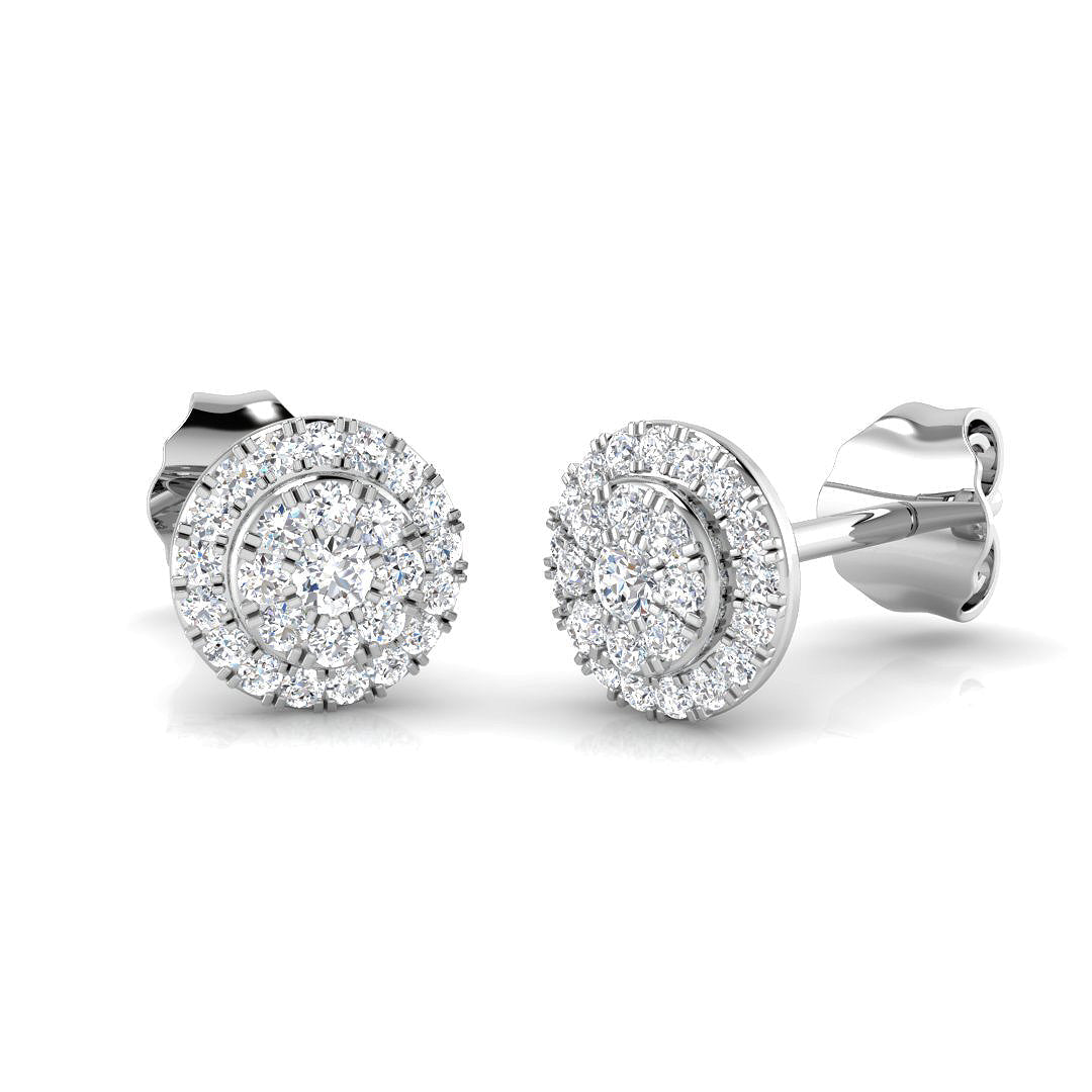 Round Diamond Cluster Stud Earrings in 10K/14K gold and platinum with certified lab-grown or natural diamonds