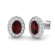 Ruby Halo Milgrain Stud Earrings in 10K/14K gold and platinum with certified lab-grown or natural diamonds