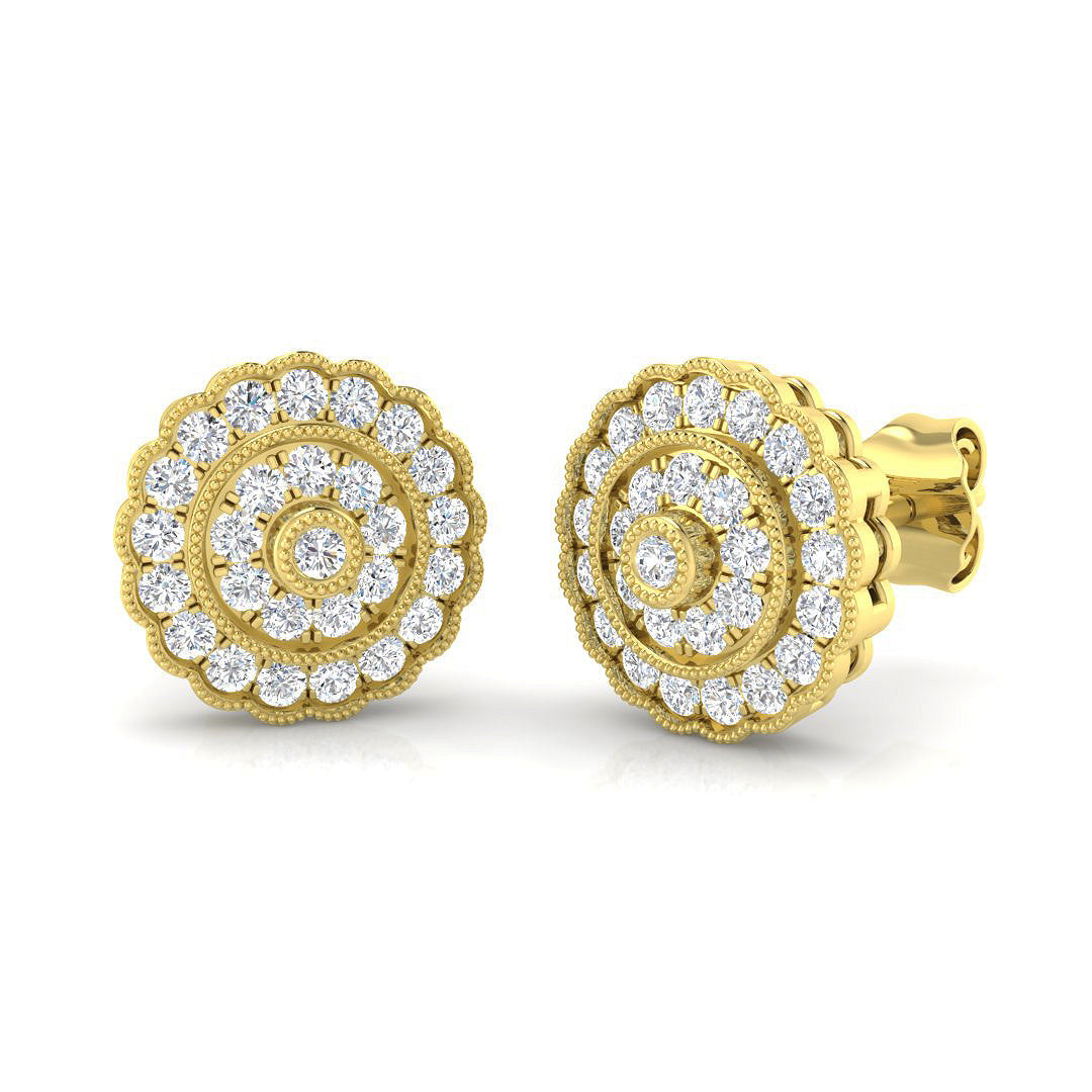 Elegant Vintage Gold Diamond Earrings - 0.5ct Luxury Jewelry in 10K/14K gold and platinum with certified lab-grown or natural diamonds