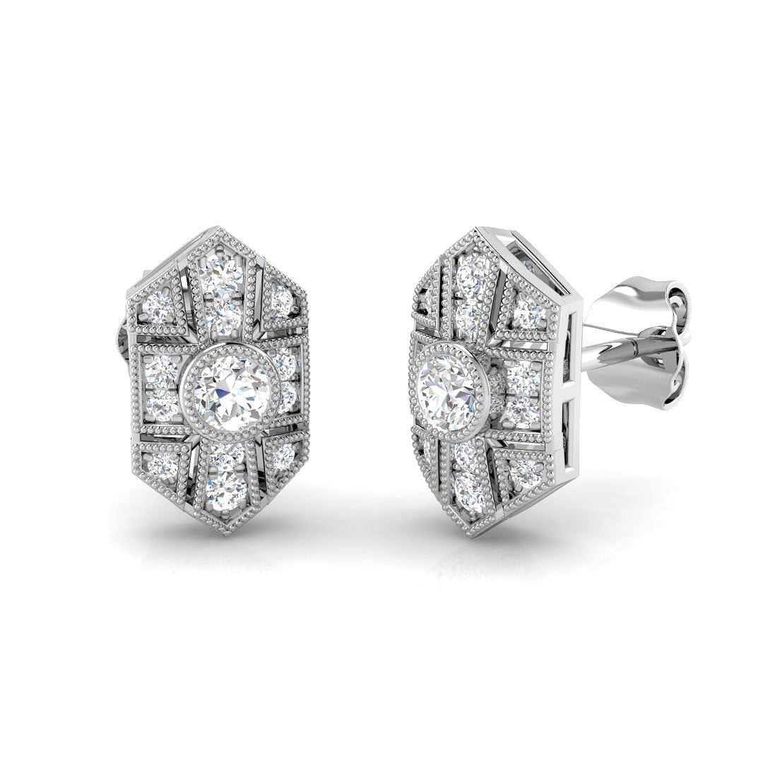 Elegant Vintage Art Deco Diamond Stud Earrings - 0.33ct in 10K/14K gold and platinum with certified lab-grown or natural diamonds