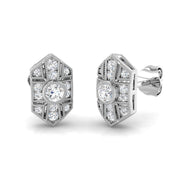 Elegant Vintage Art Deco Diamond Stud Earrings - 0.33ct in 10K/14K gold and platinum with certified lab-grown or natural diamonds