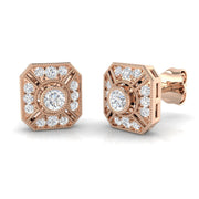 Vintage Art Deco Square Diamond Stud Earrings - 0.33ct in 10K/14K gold and platinum with certified lab-grown or natural diamonds