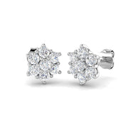 Lab-Grown 0.5ct Halo Cluster Diamond Stud Earrings in 10K/14K gold and platinum with certified lab-grown or natural diamonds