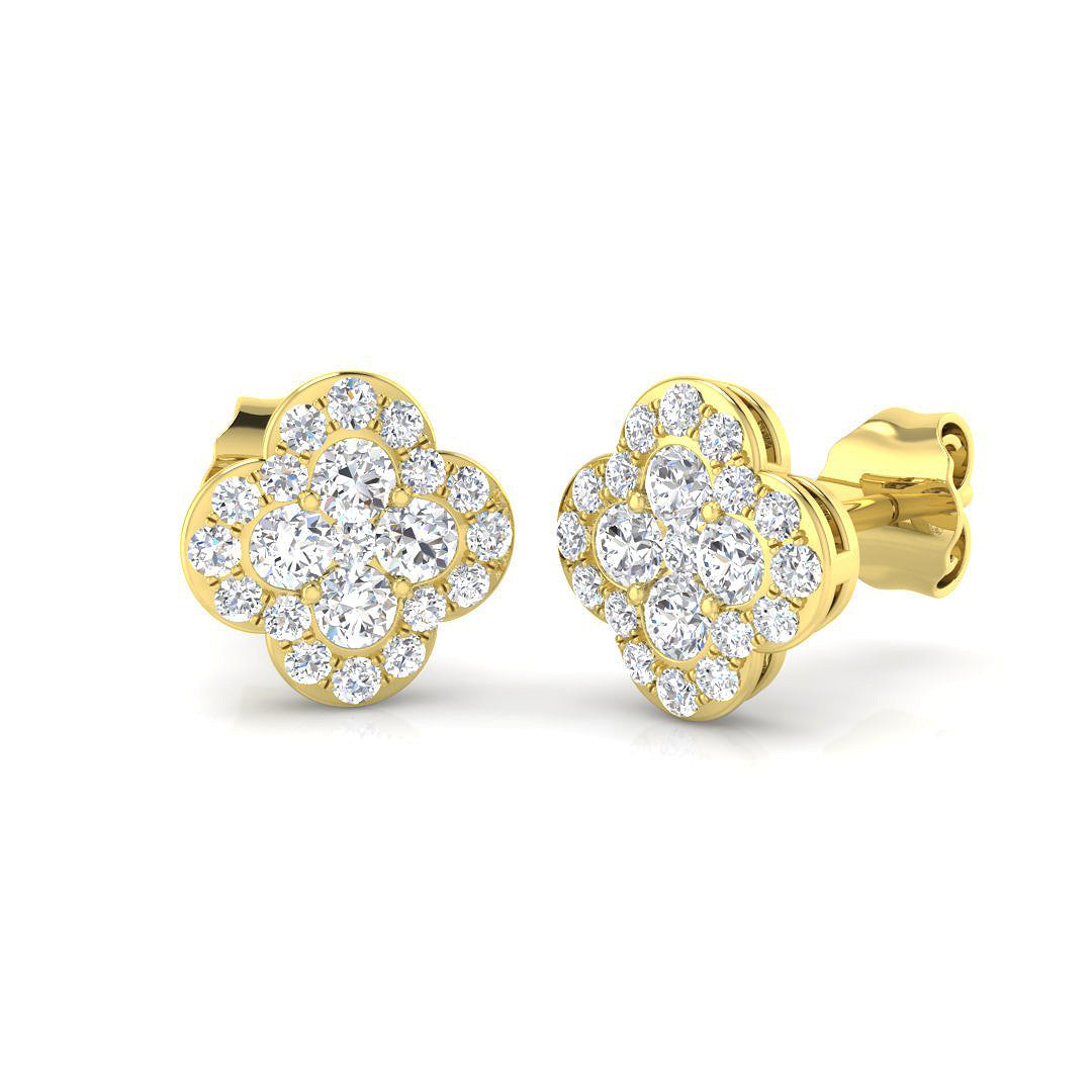 Epspy Gold Clover Diamond Earrings 0.5ct to 1ct - Luxury Jewelry in 10K/14K gold and platinum with certified lab-grown or natural diamonds