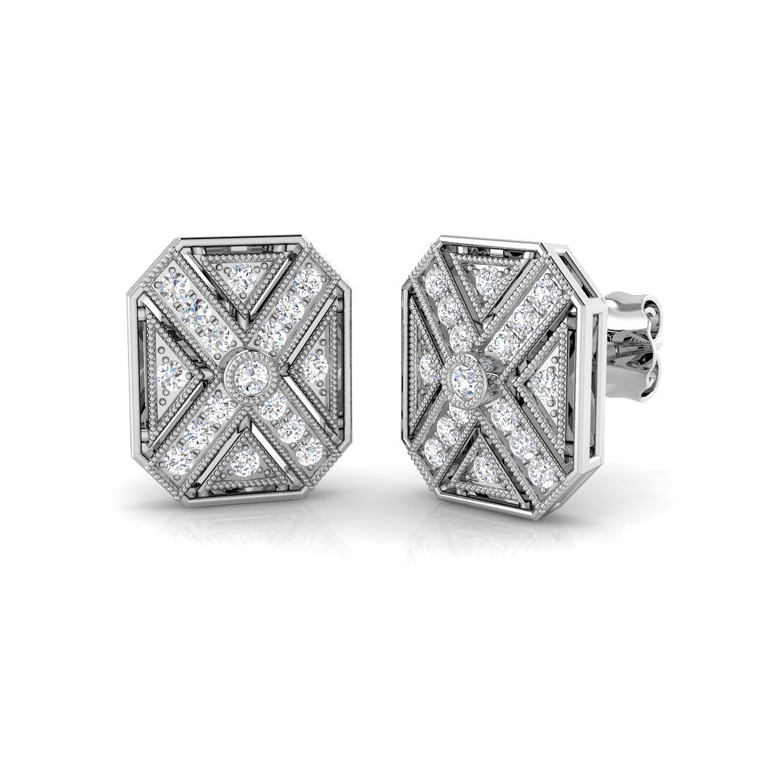 0.33 Ct Vintage Art Deco Diamond Octagon Stud Earrings in in 10K/14K gold and platinum with certified lab-grown or natural diamonds