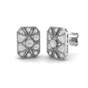 0.33Ct Vintage Art Deco Rectangular Diamond Stud Earrings in 10K/14K gold and platinum with certified lab-grown or natural diamonds