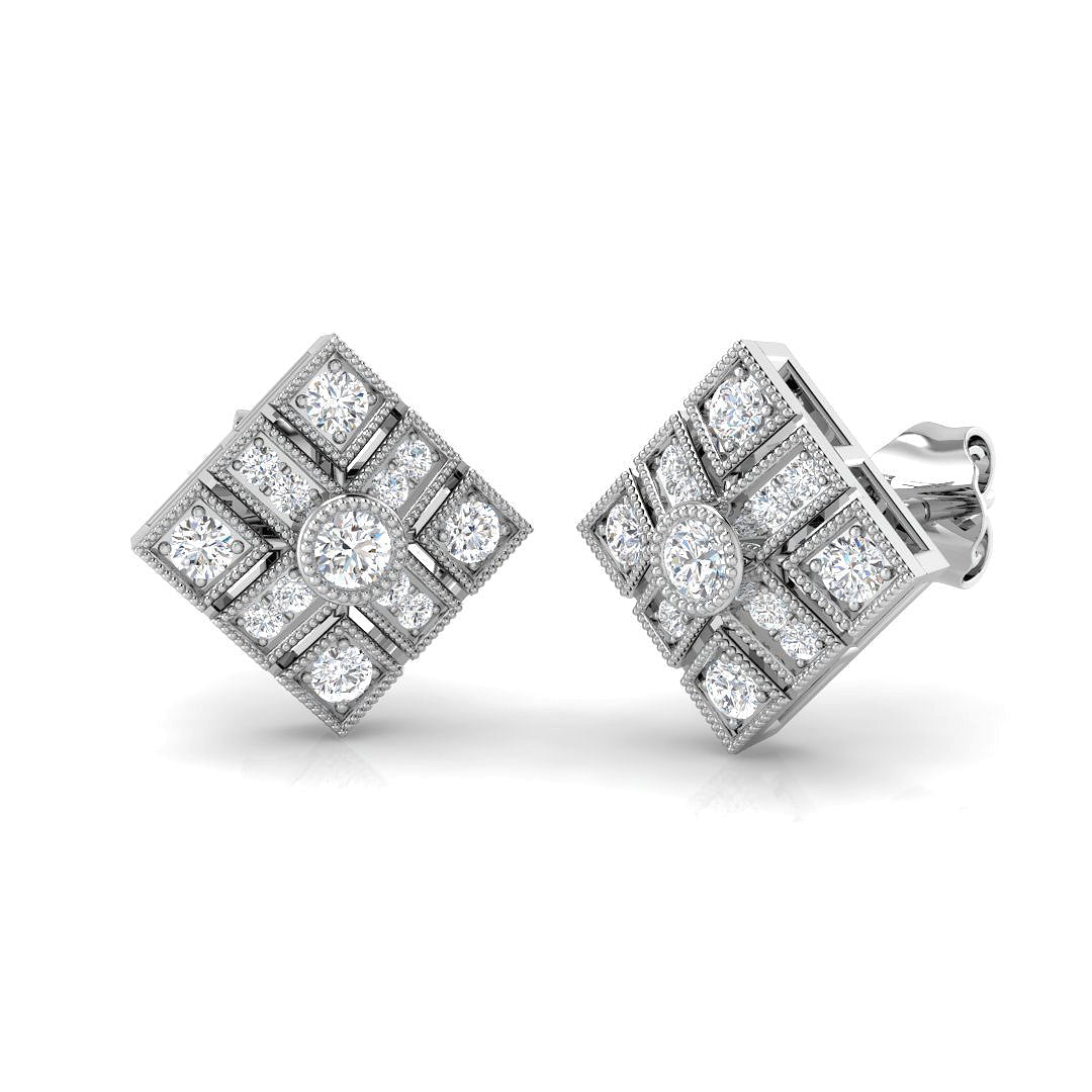 Vintage Art Deco Kite Diamond Stud Earrings - 0.33ct in 10K/14K gold and platinum with certified lab-grown or natural diamonds