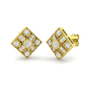 Vintage Art Deco Kite Diamond Stud Earrings - 0.33ct in 10K/14K gold and platinum with certified lab-grown or natural diamonds