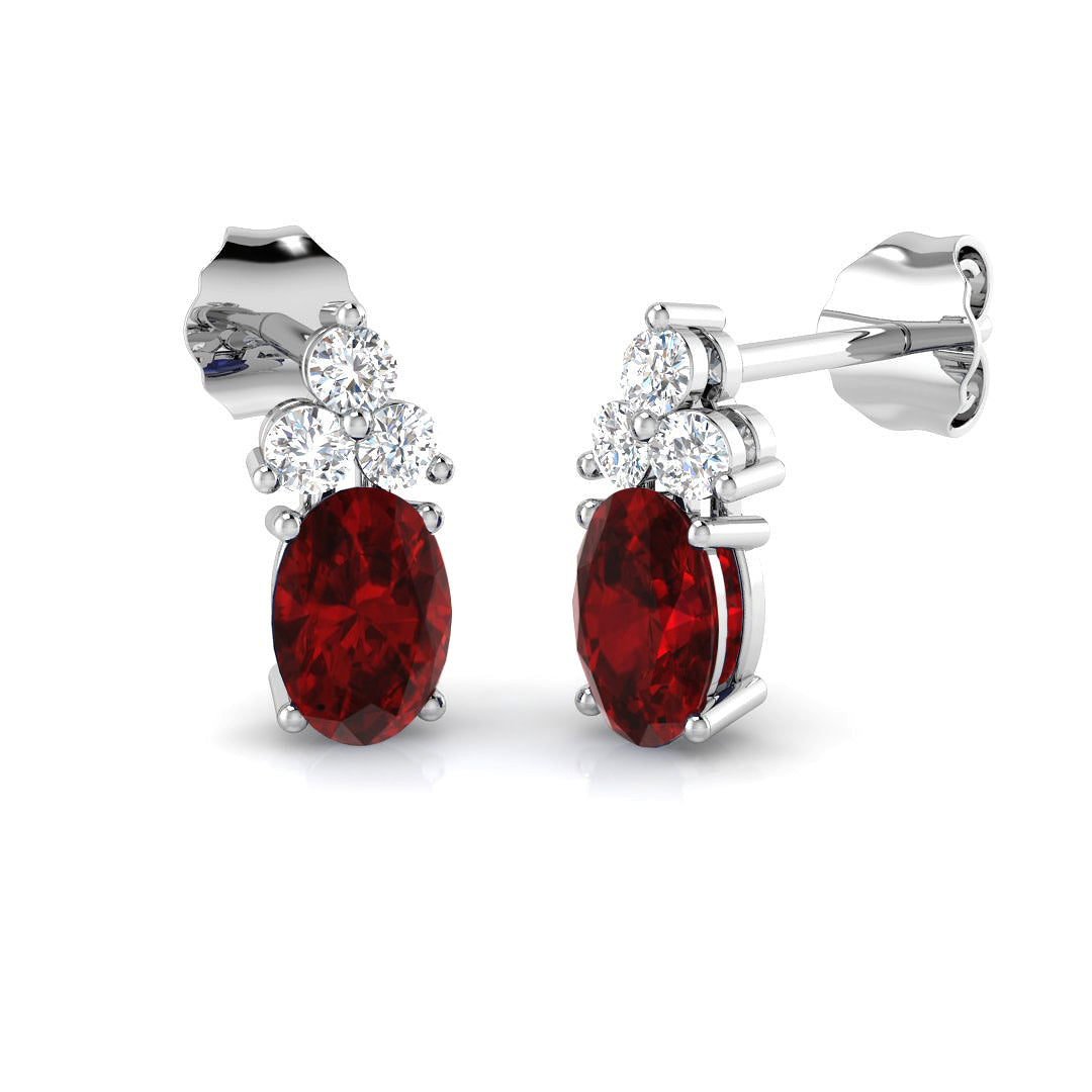 Ruby Diamond Drop Stud Earrings in 10K/14K gold and platinum with certified lab-grown or natural diamonds