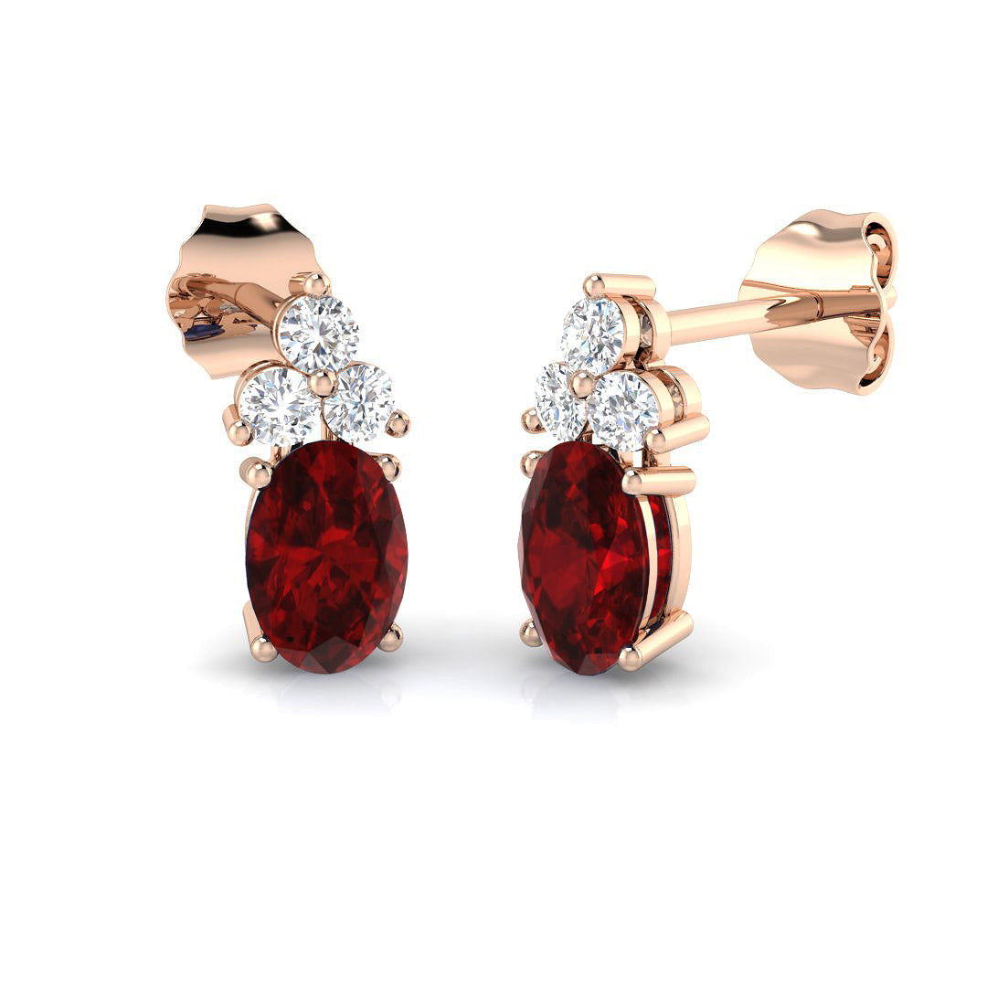 Ruby Diamond Drop Stud Earrings in 10K/14K gold and platinum with certified lab-grown or natural diamonds