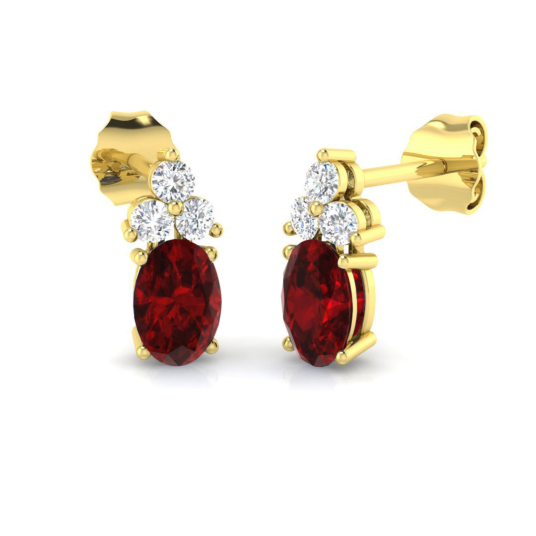 Ruby Diamond Drop Stud Earrings in 10K/14K gold and platinum with certified lab-grown or natural diamonds
