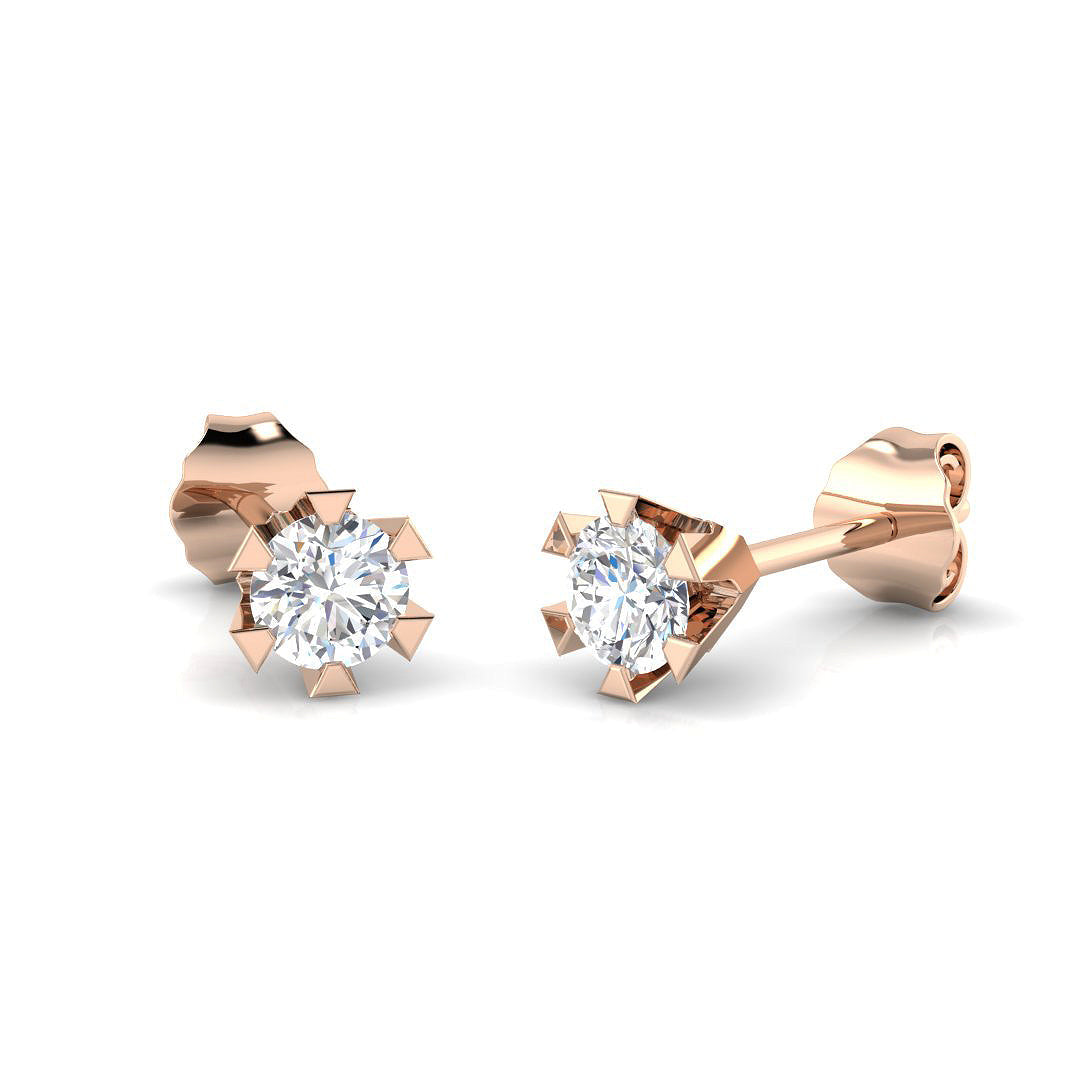 Solitaire Diamond Earrings - Blush Gold 0.33ct to 2ct Luxury in 10K/14K gold and platinum with certified lab-grown or natural diamonds