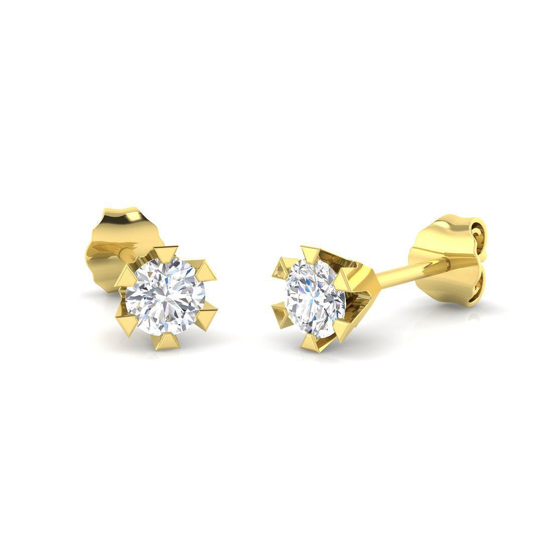 Solitaire Diamond Earrings - Blush Gold 0.33ct to 2ct Luxury in 10K/14K gold and platinum with certified lab-grown or natural diamonds
