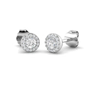 Halo Stud Earrings - 0.25 Carat Cerys Round Micro Diamond Pave in 10K/14K gold and platinum with certified lab-grown or natural diamonds