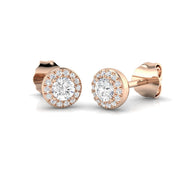 Halo Stud Earrings - 0.25 Carat Cerys Round Micro Diamond Pave in 10K/14K gold and platinum with certified lab-grown or natural diamonds