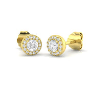 Halo Stud Earrings - 0.25 Carat Cerys Round Micro Diamond Pave in 10K/14K gold and platinum with certified lab-grown or natural diamonds