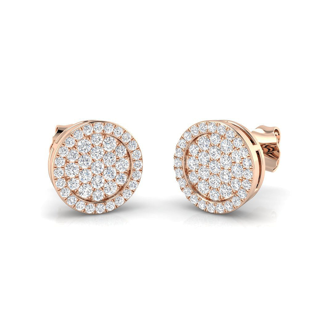0.5ct Round Halo Cluster Diamond Stud Earrings in 10K/14K gold and platinum with certified lab-grown or natural diamonds