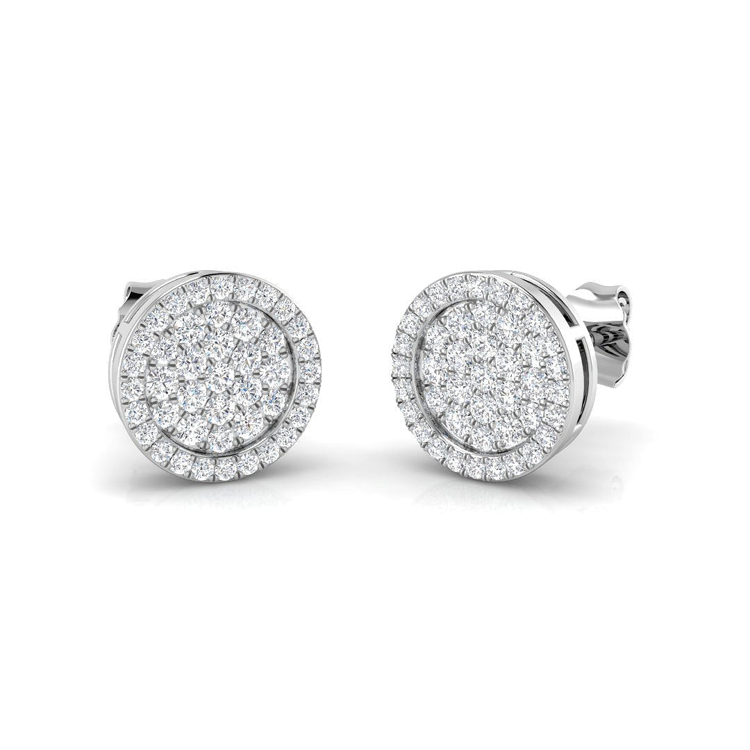0.5ct Round Halo Cluster Diamond Stud Earrings in 10K/14K gold and platinum with certified lab-grown or natural diamonds
