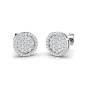 0.5ct Round Halo Cluster Diamond Stud Earrings in 10K/14K gold and platinum with certified lab-grown or natural diamonds