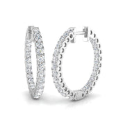 Elegant Round Diamond Hoop Earrings in 10K/14K gold and platinum with certified lab-grown or natural diamonds