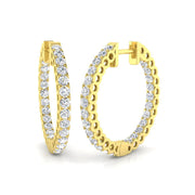 Elegant Round Diamond Hoop Earrings in 10K/14K gold and platinum with certified lab-grown or natural diamonds