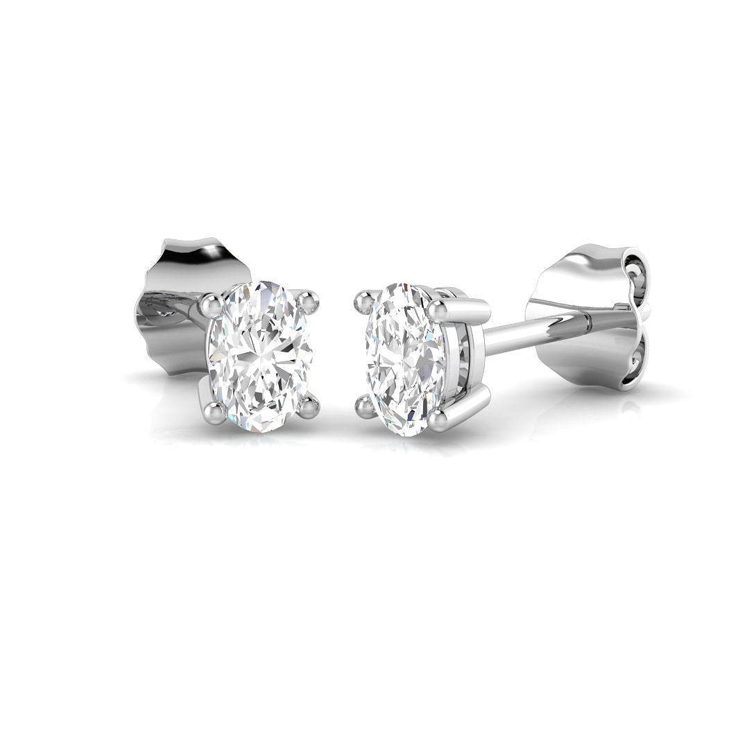 Stud Earrings with Cushion Cut Diamond Bezel Set - 0.5ct in 10K/14K gold and platinum with certified lab-grown or natural diamonds