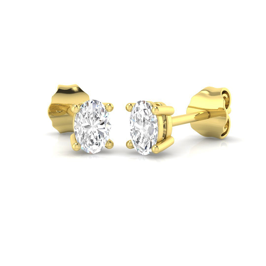 Stud Earrings with Cushion Cut Diamond Bezel Set - 0.5ct in 10K/14K gold and platinum with certified lab-grown or natural diamonds