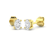 Stud Earrings with Cushion Cut Diamond Bezel Set - 0.5ct in 10K/14K gold and platinum with certified lab-grown or natural diamonds