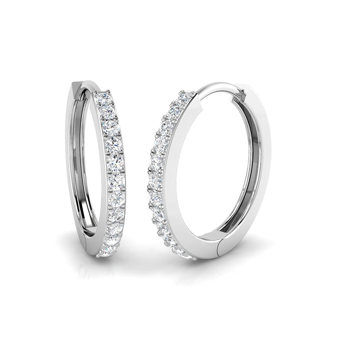0.2 Ct Round Diamond Hoop Earrings in 10K/14K gold and platinum with certified lab-grown or natural diamonds