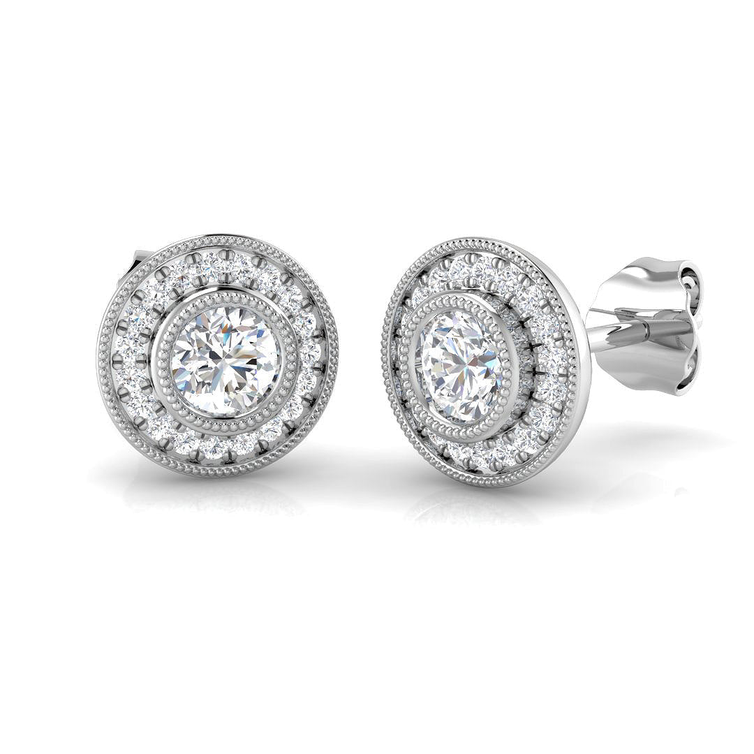 Stunning 1.75 Ct Vintage Art Deco Diamond Stud Earrings in in 10K/14K gold and platinum with certified lab-grown or natural diamonds