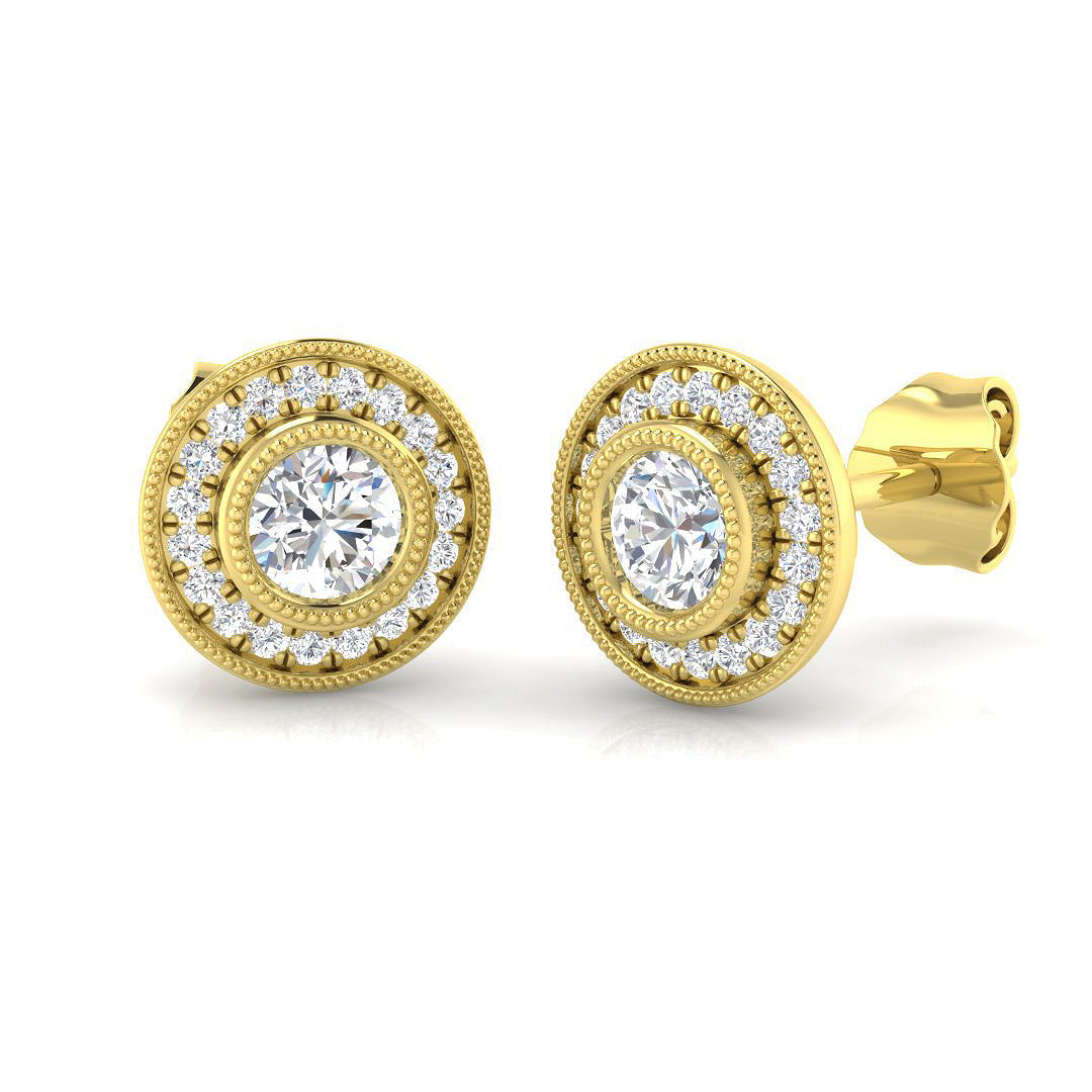 Stunning 1.75 Ct Vintage Art Deco Diamond Stud Earrings in in 10K/14K gold and platinum with certified lab-grown or natural diamonds