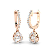 Rowdy Luxury Gold Drop & Trilogy Diamond Earrings 0.5ct in 10K/14K gold and platinum with certified lab-grown or natural diamonds