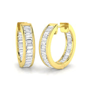 Hoop Earrings - 1.5ct Baguette Diamond Channel Set in 10K/14K gold and platinum with certified lab-grown or natural diamonds