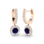 1 Ct Blue Sapphire Diamond Hoop Earrings in 10K/14K gold and platinum with certified lab-grown or natural diamonds