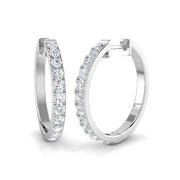 Elegant Round Diamond Hoop Earrings in 10K/14K gold and platinum with certified lab-grown or natural diamonds