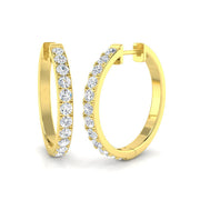 Elegant Round Diamond Hoop Earrings in 10K/14K gold and platinum with certified lab-grown or natural diamonds