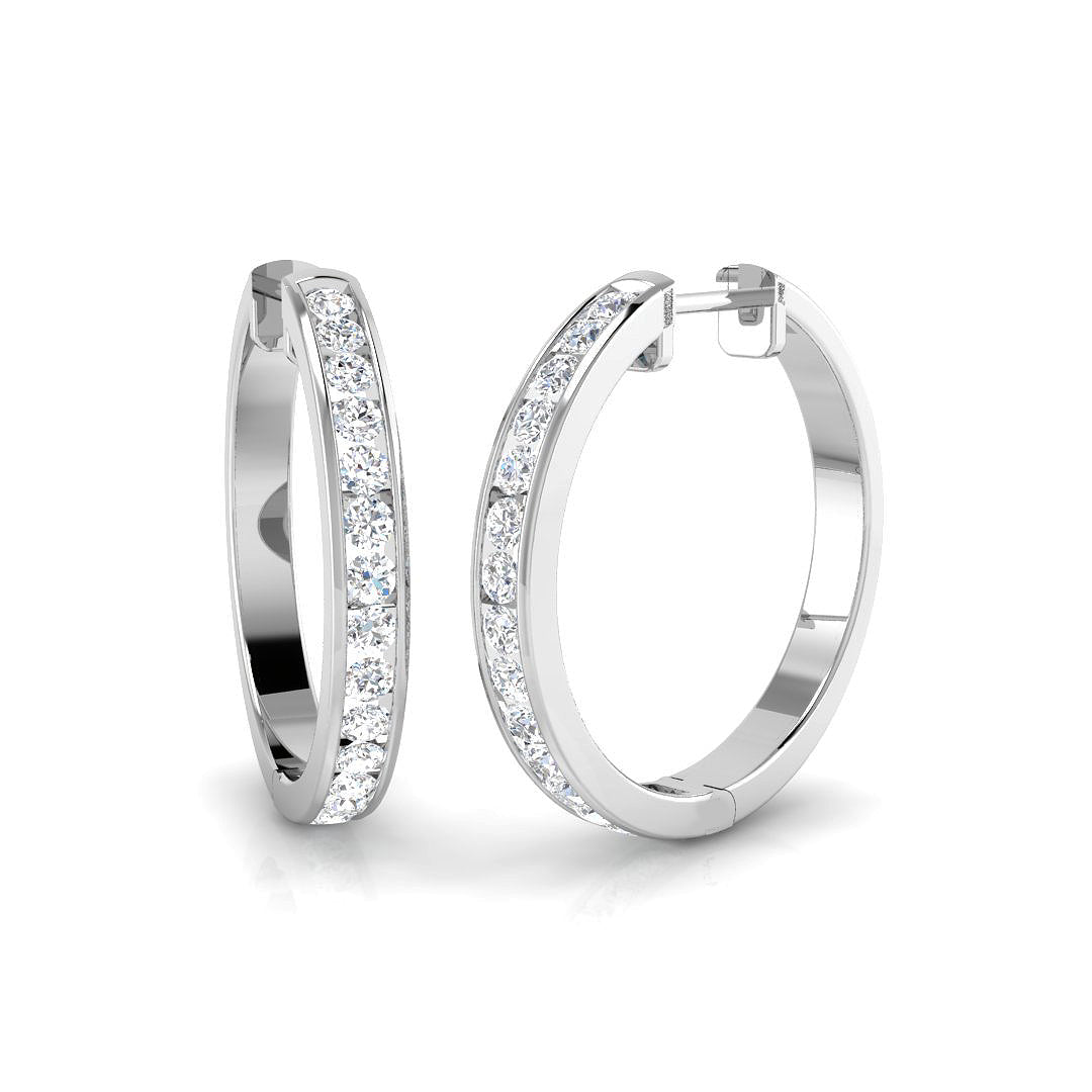 Elegant 0.5 Ct Round Diamond Hoop Earrings in 10K/14K gold and platinum with certified lab-grown or natural diamonds