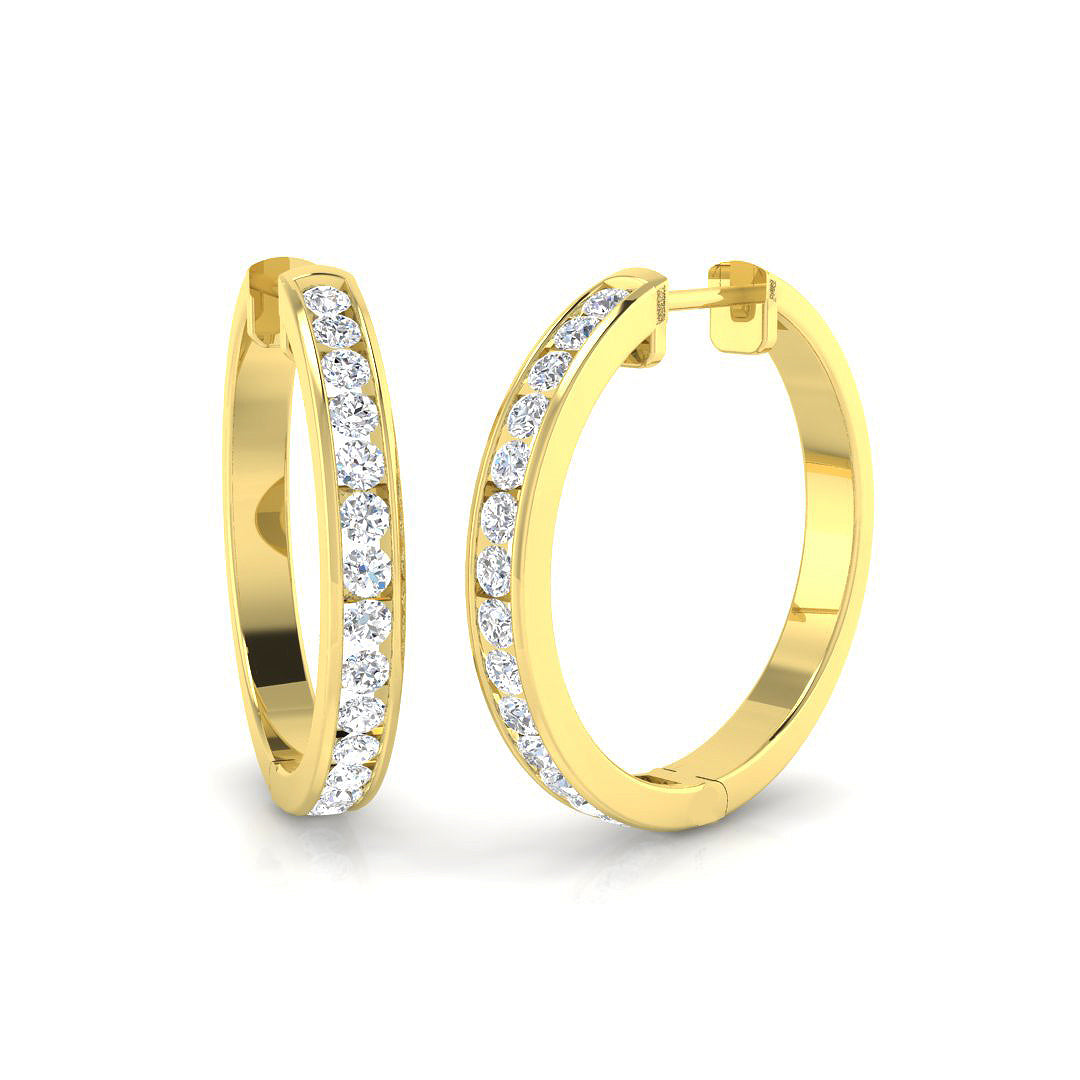 Elegant 0.5 Ct Round Diamond Hoop Earrings in 10K/14K gold and platinum with certified lab-grown or natural diamonds
