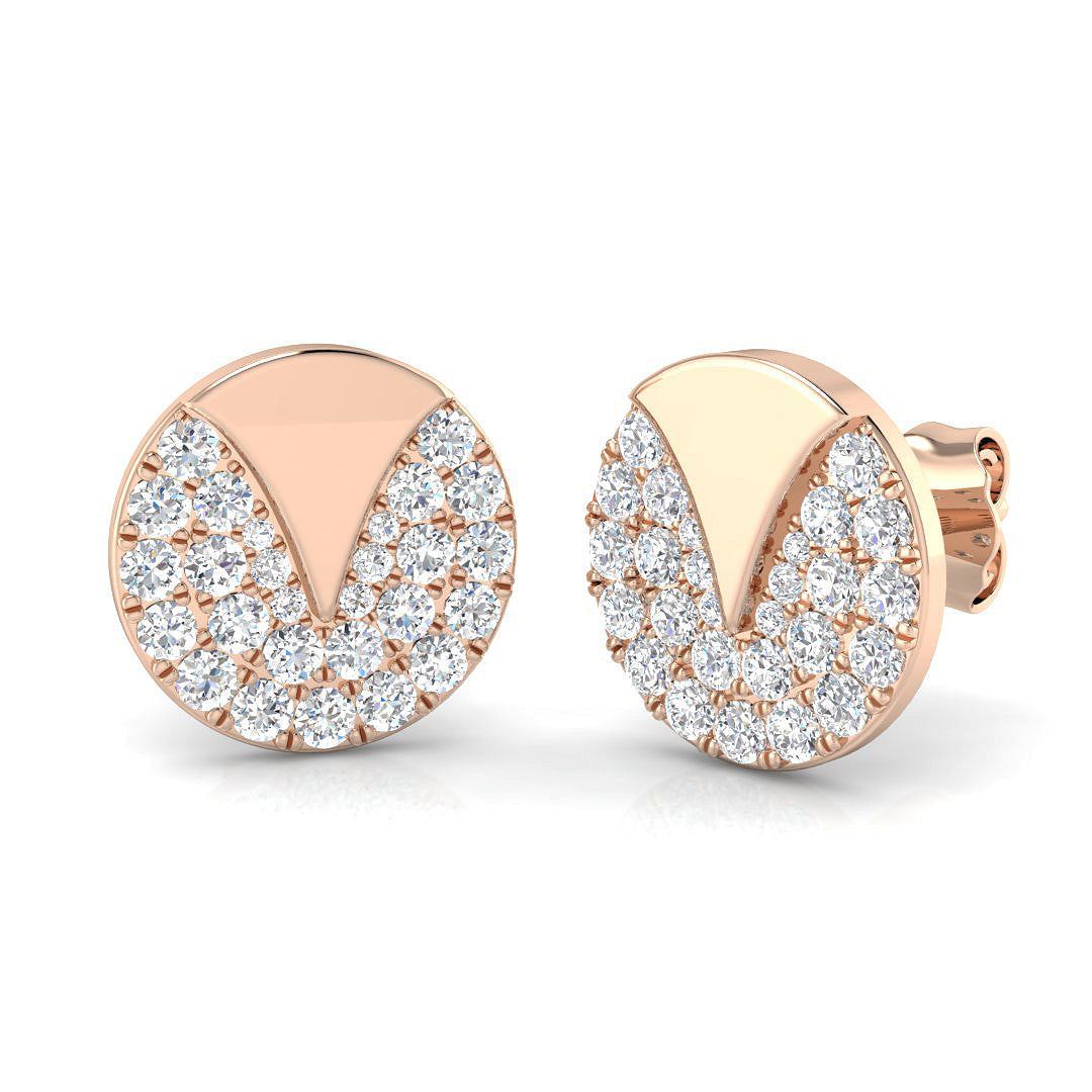 Modern 0.50Ct Diamond Geometric Disc Stud Earrings in in 10K/14K gold and platinum with certified lab-grown or natural diamonds