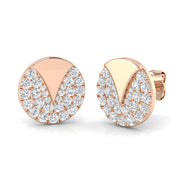 Modern 0.50Ct Diamond Geometric Disc Stud Earrings in in 10K/14K gold and platinum with certified lab-grown or natural diamonds