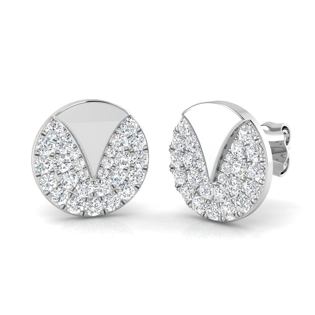 Modern 0.50Ct Diamond Geometric Disc Stud Earrings in in 10K/14K gold and platinum with certified lab-grown or natural diamonds