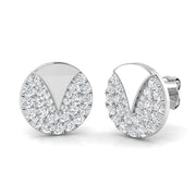 Modern 0.50Ct Diamond Geometric Disc Stud Earrings in in 10K/14K gold and platinum with certified lab-grown or natural diamonds