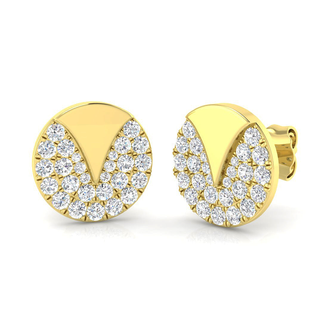 Modern 0.50Ct Diamond Geometric Disc Stud Earrings in in 10K/14K gold and platinum with certified lab-grown or natural diamonds