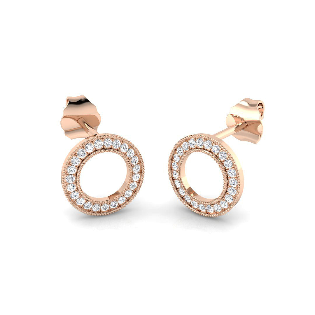 Stunning 0.10 Ct Diamond Circle of Life Stud Earrings in in 10K/14K gold and platinum with certified lab-grown or natural diamonds